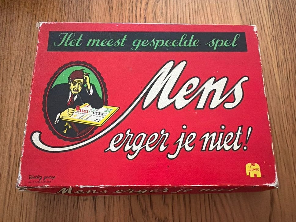 Mens erger je niet! bordspel van Jumbo - Vintage editie, Drie of vier spelers, Ophalen of Verzenden, Gebruikt
