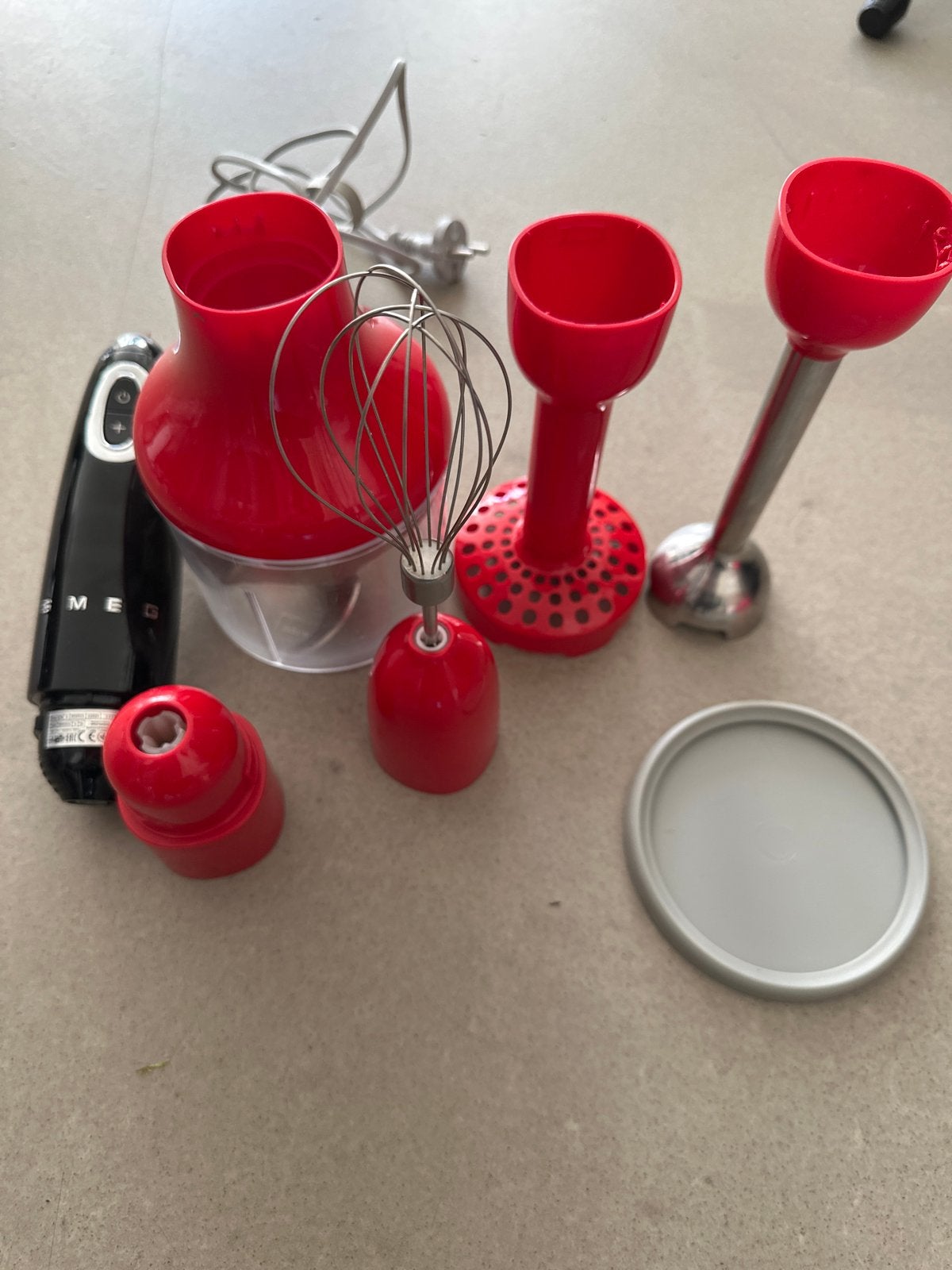 Smeg staafmixer met accessoires, Witgoed en Apparatuur, Keukenmixers, Zo goed als nieuw, Minder dan 1 liter, 2 snelheden, Vaatwasserbestendig