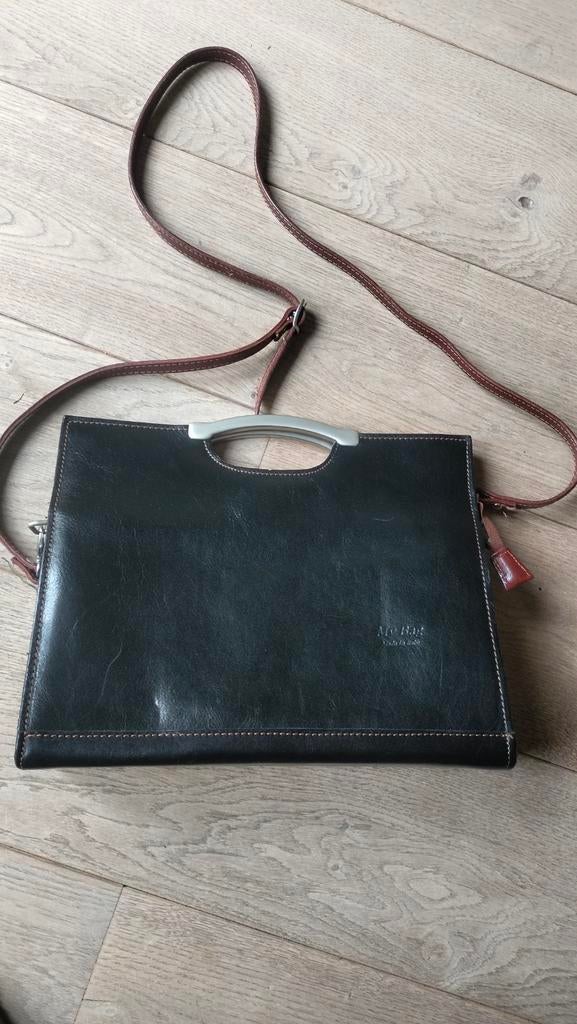 Stijlvolle My Bag leren handtas/schoudertas - Zwart leer, Ophalen of Verzenden, Zo goed als nieuw, Zwart, Handtas