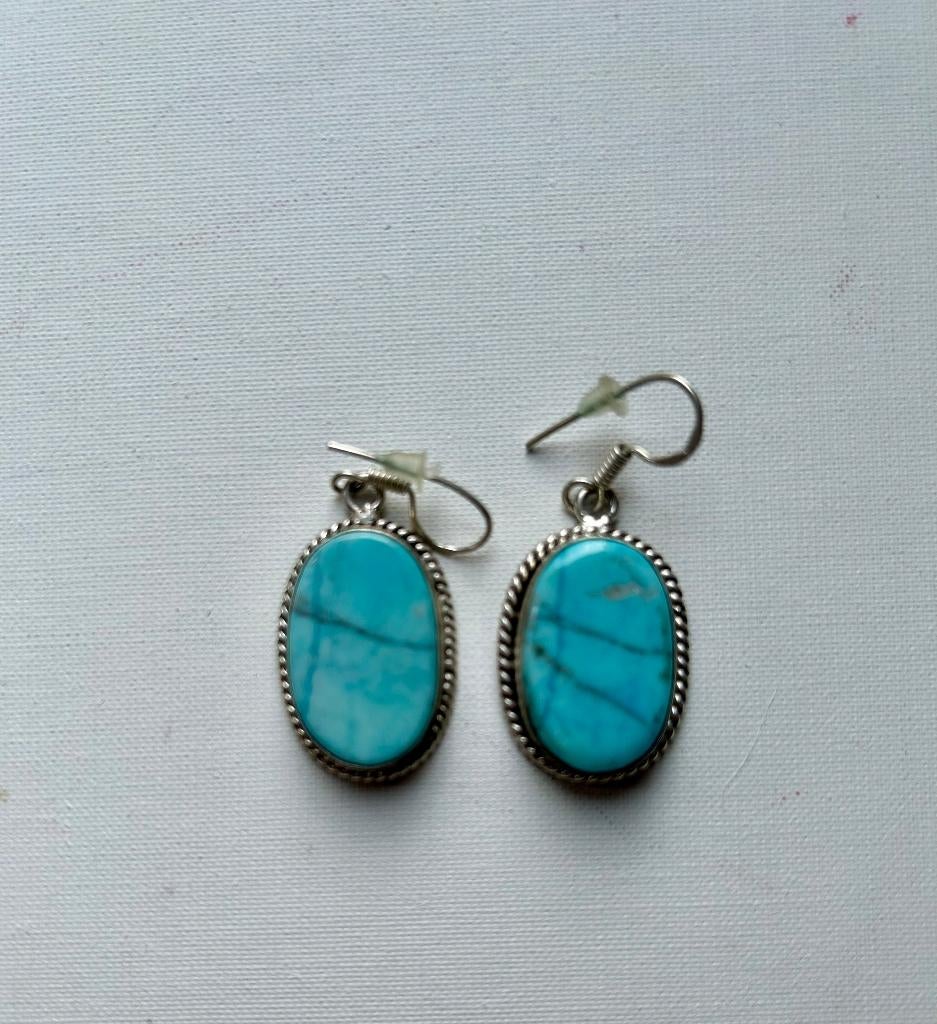 Oorbellen Turquoise..., Overige materialen, Hangers, Blauw, Nieuw