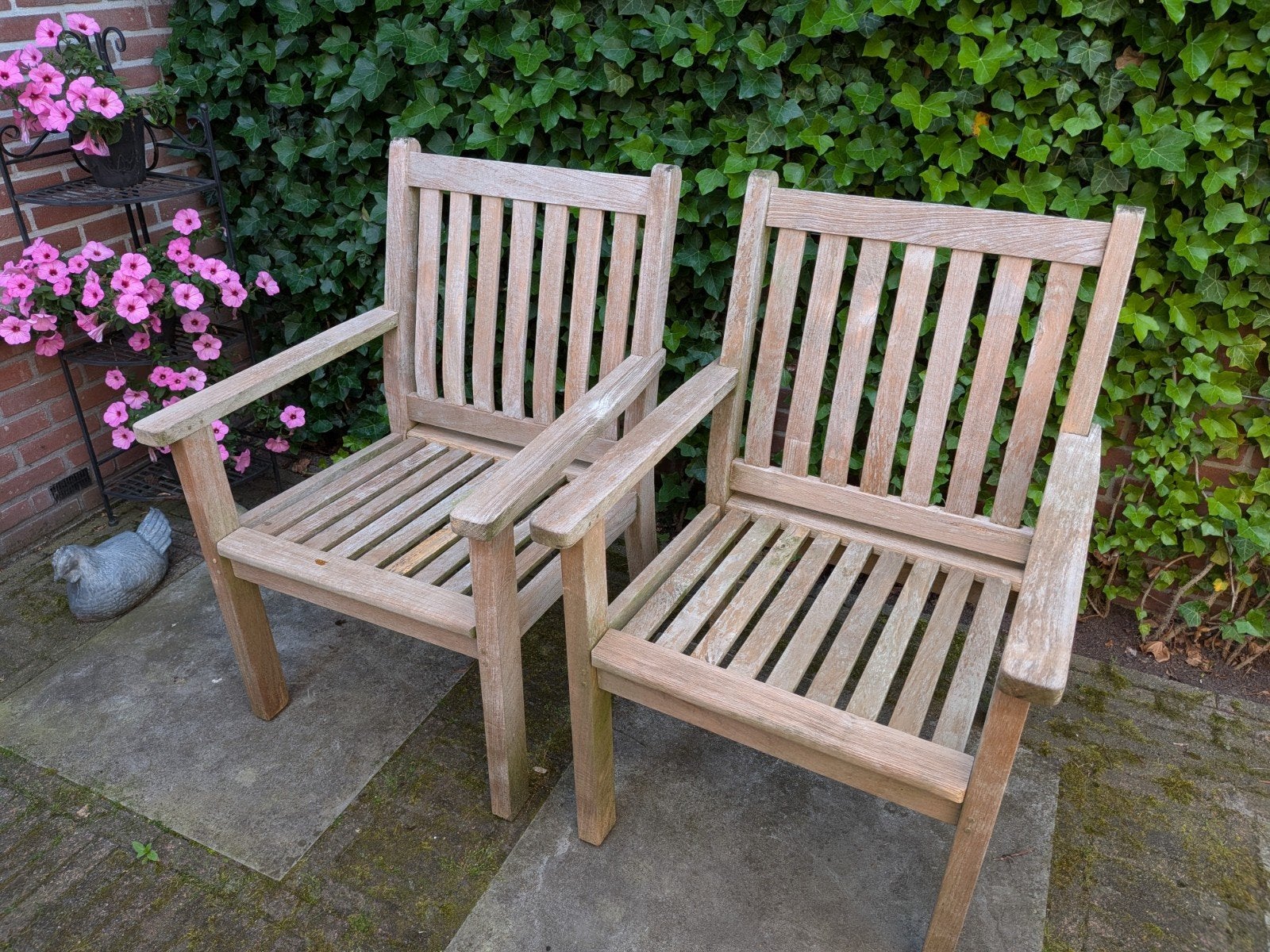 Twee Teakhouten Tuinstoelen - Gebruikt, Ophalen, Gebruikt, Teakhout