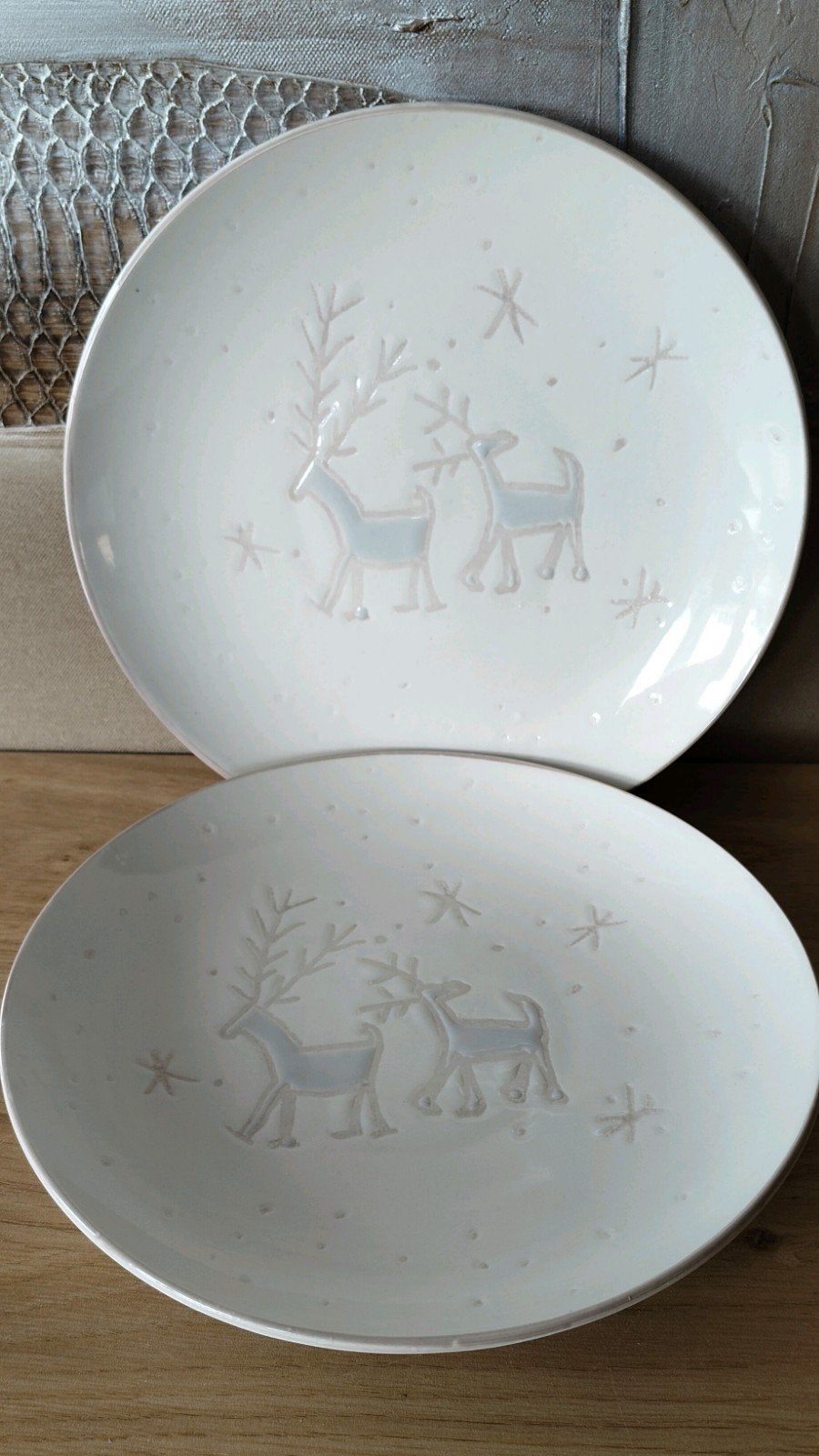SIA Home Fashion Kerstborden met Rendieren  Creme kleurig, Overige merken, Verzenden, Keramiek, Nieuw