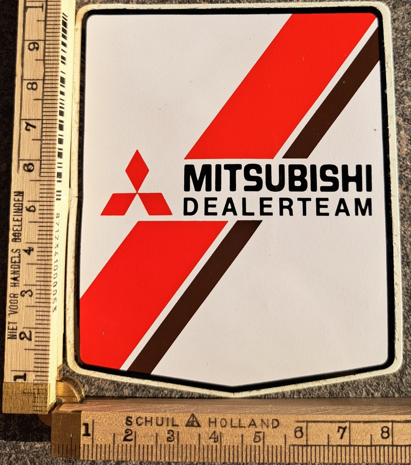 Vintage sticker Mitsubishi dealerteam logo merk automerk, Ophalen of Verzenden, Zo goed als nieuw