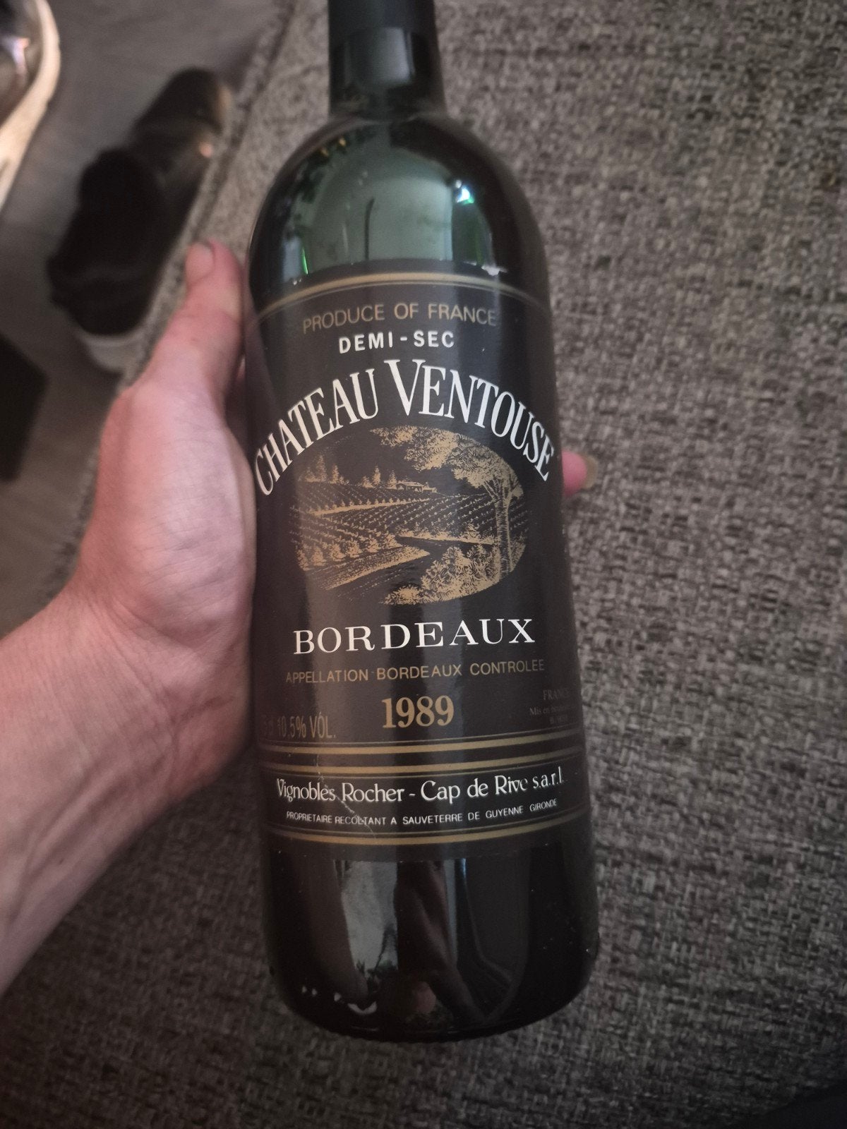 fles chateau ventouse bordeaux 1989, Verzamelen, Wijnen, Ophalen, Nieuw, Frankrijk, Rode wijn