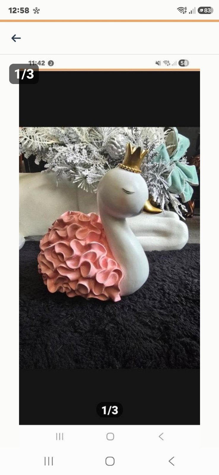 Decoratieve zwaan met kroon en roze tutu, Overige materialen, Overige stijlen, Nieuw, Ophalen of Verzenden