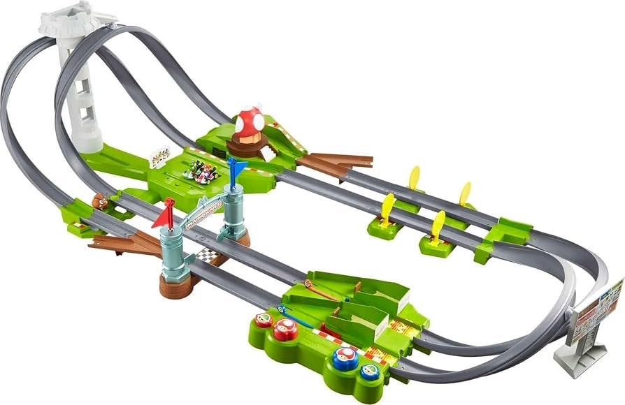 Hot Wheels Mario Kart Racebaan met Looping en Chomp Chain, Ophalen, Racebaan, Zo goed als nieuw, Met looping