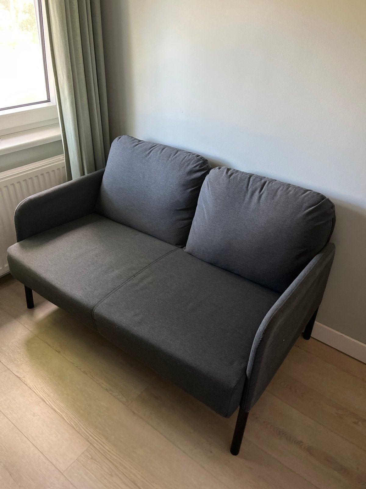 IKEA GLÖSTAD 2-zitsbank, donkergrijs, Ophalen, Tweepersoons, 75 tot 100 cm, Zo goed als nieuw