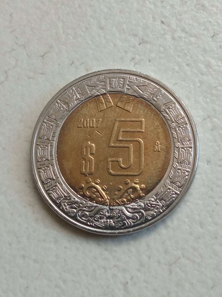 Mexico 5 pesos 2007., Postzegels en Munten, Munten | Amerika, Ophalen of Verzenden, Midden-Amerika, Losse munt