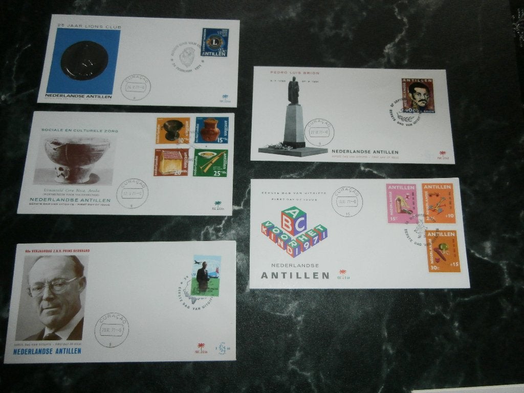 jaargang fdc's nederlandse antillen  1971, Verzenden, Gestempeld