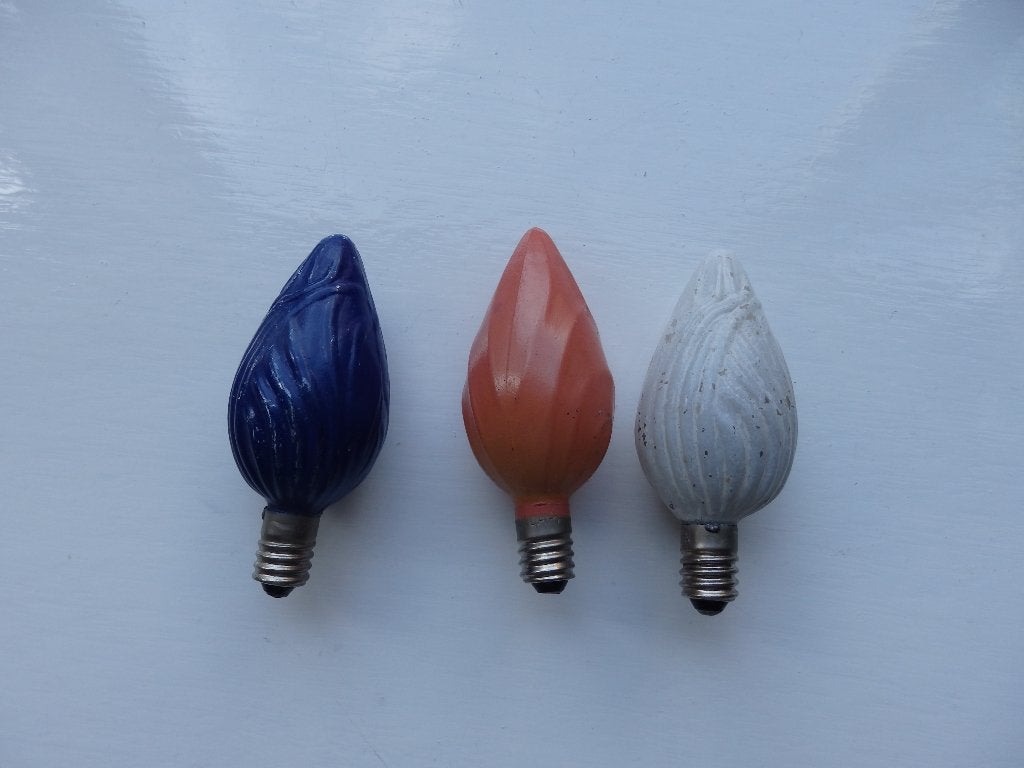 3 antieke glazen kerstboom lampjes gloeilamp, Ophalen of Verzenden