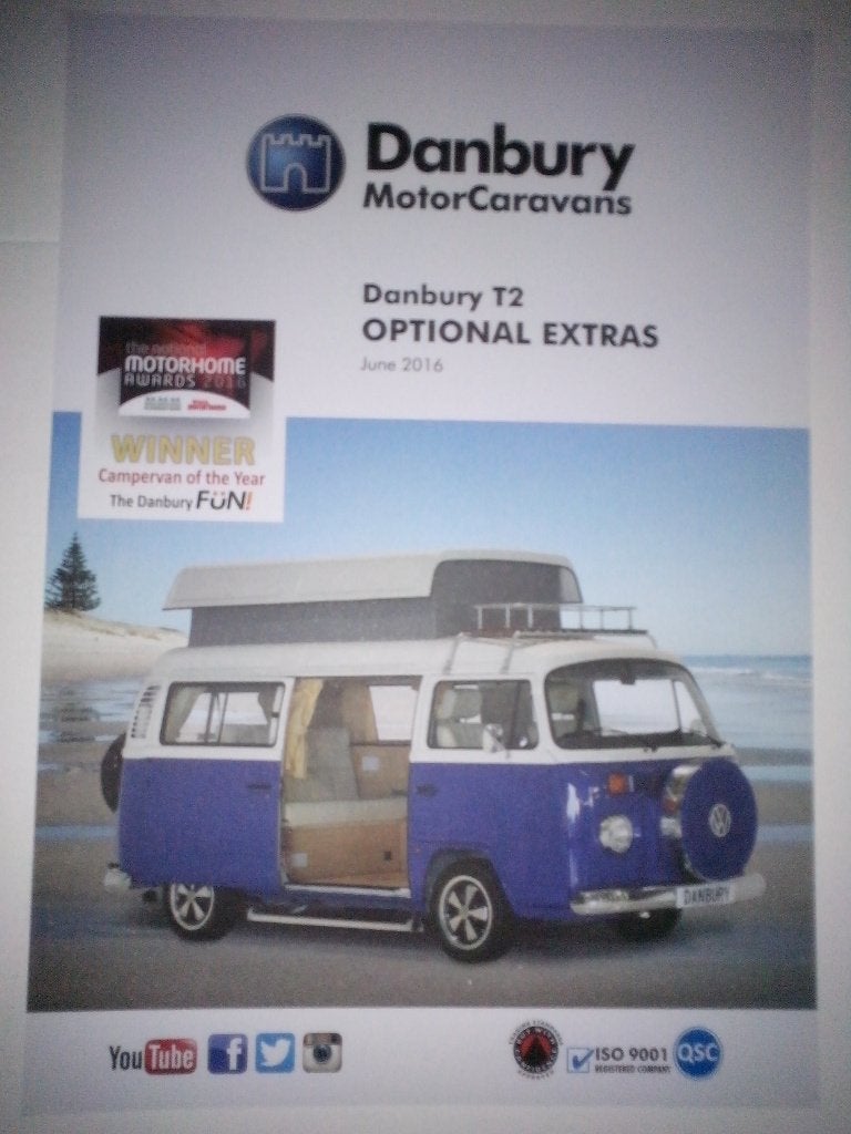 4x Volkswagen T2 Danbury Camper brochures folders Brazilië, Ophalen of Verzenden, Zo goed als nieuw, Volkswagen