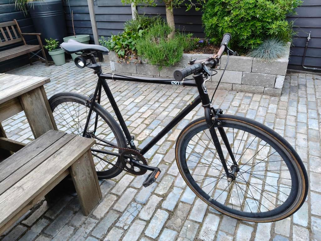 Zwarte Fixie Fiets 6KU - Stijlvol en Onderhoudsarm, Gebruikt, Velgrem, 53 tot 57 cm, Ophalen