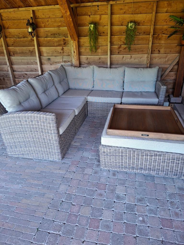 Luxe Wicker Loungeset Bellagio met Kees Smit Dienblad, Ophalen, Zo goed als nieuw, Wicker