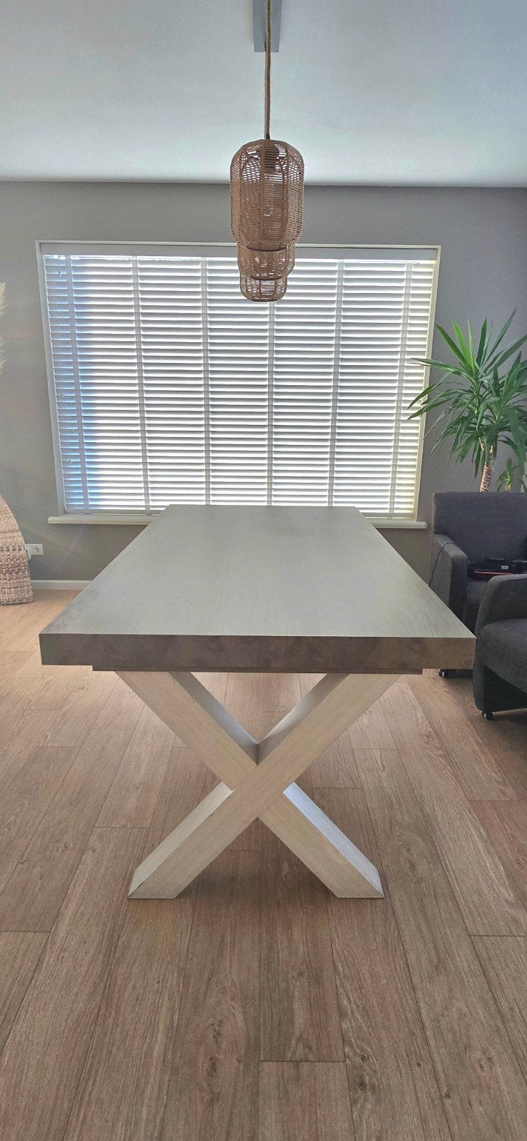 Eettafel met X-poten, Huis en Inrichting, Ophalen, Modern, Industrieel, 50 tot 100 cm, Zo goed als nieuw