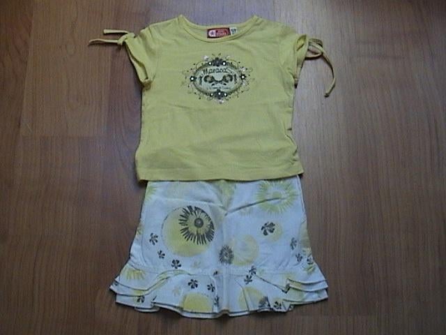 Mexx +ministars, geel + wit rok + geel t-shirt met opdruk 98, Mexx, Gebruikt, Meisje, Ophalen of Verzenden