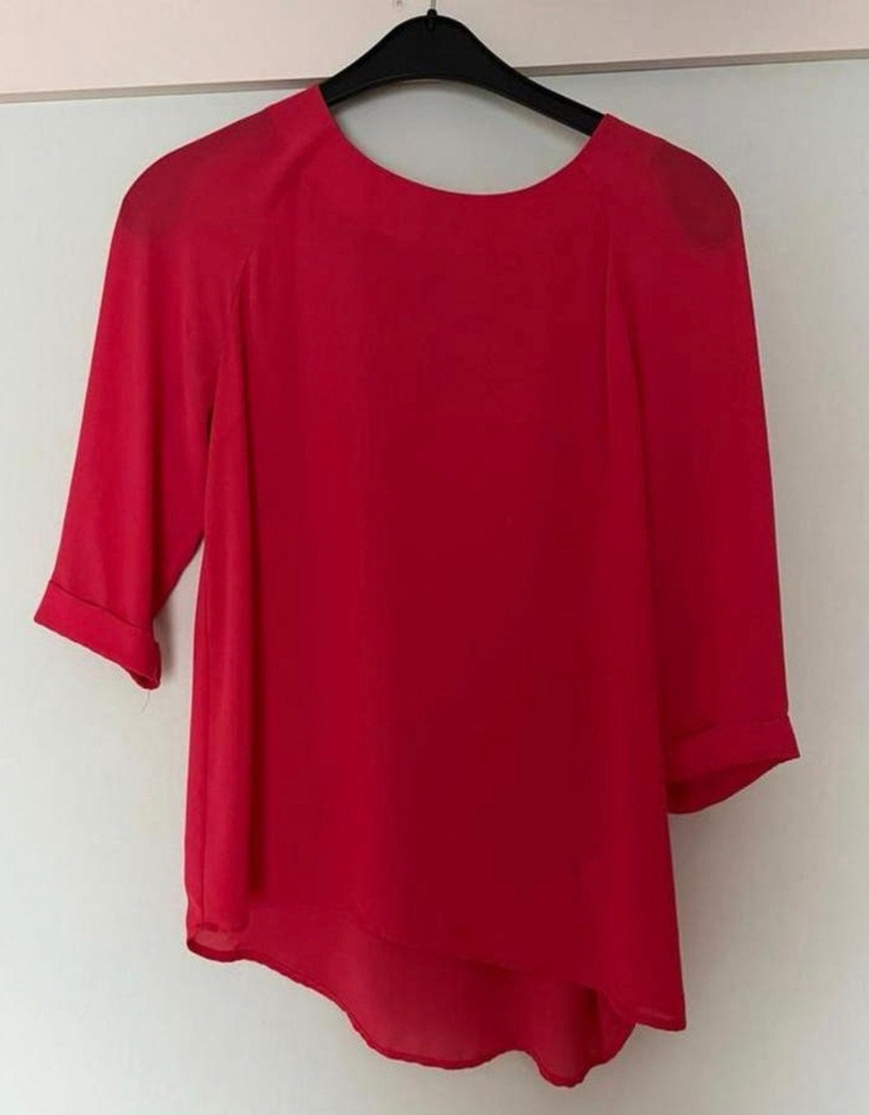 Rode blouse met driekwart mouwen - Maat S, Kleding | Dames, Ophalen of Verzenden, Zo goed als nieuw, Maat 36 (S), Rood