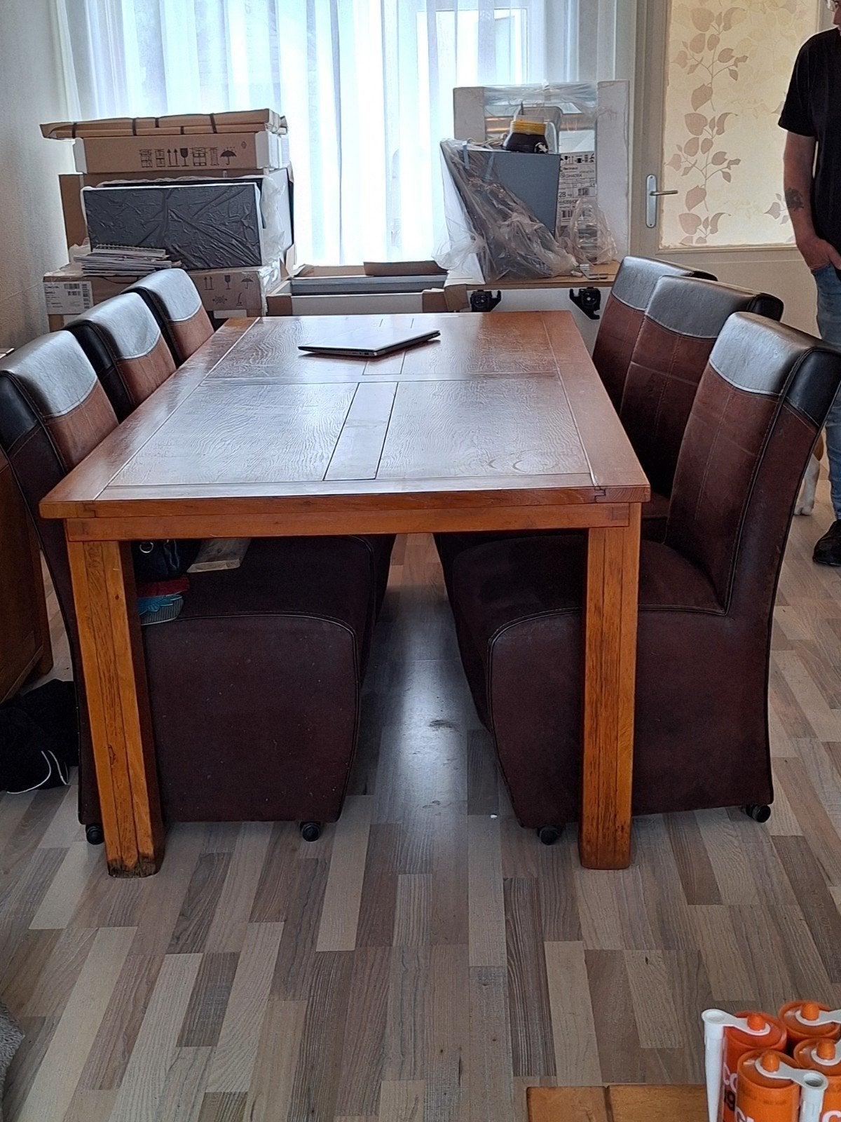 eethoek,6 stoelen., Huis en Inrichting, Ophalen, Gebruikt, 6 tot 8 stoelen