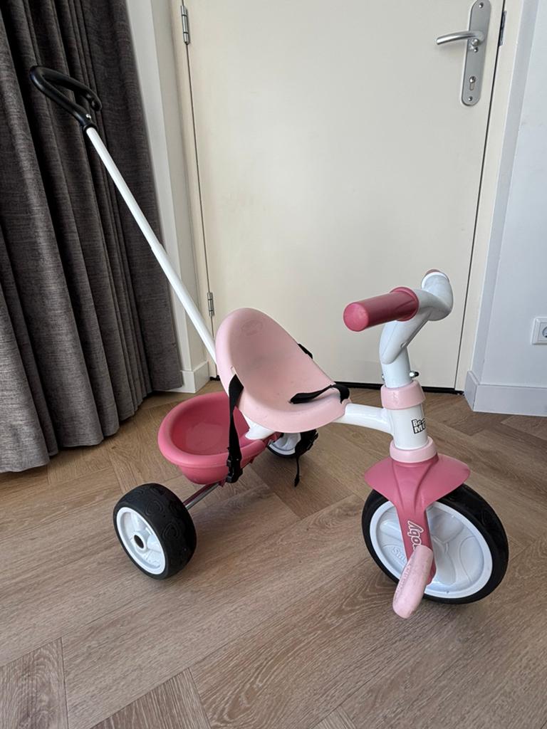 Smoby driewieler fiets met duwstang, Ophalen, Gebruikt, Duwstang