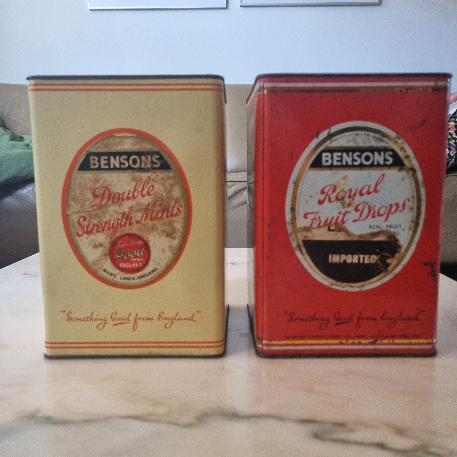 2 Grote Vintage Bensons Blikken - Snoepblikken, Ophalen of Verzenden, Gebruikt, Overige
