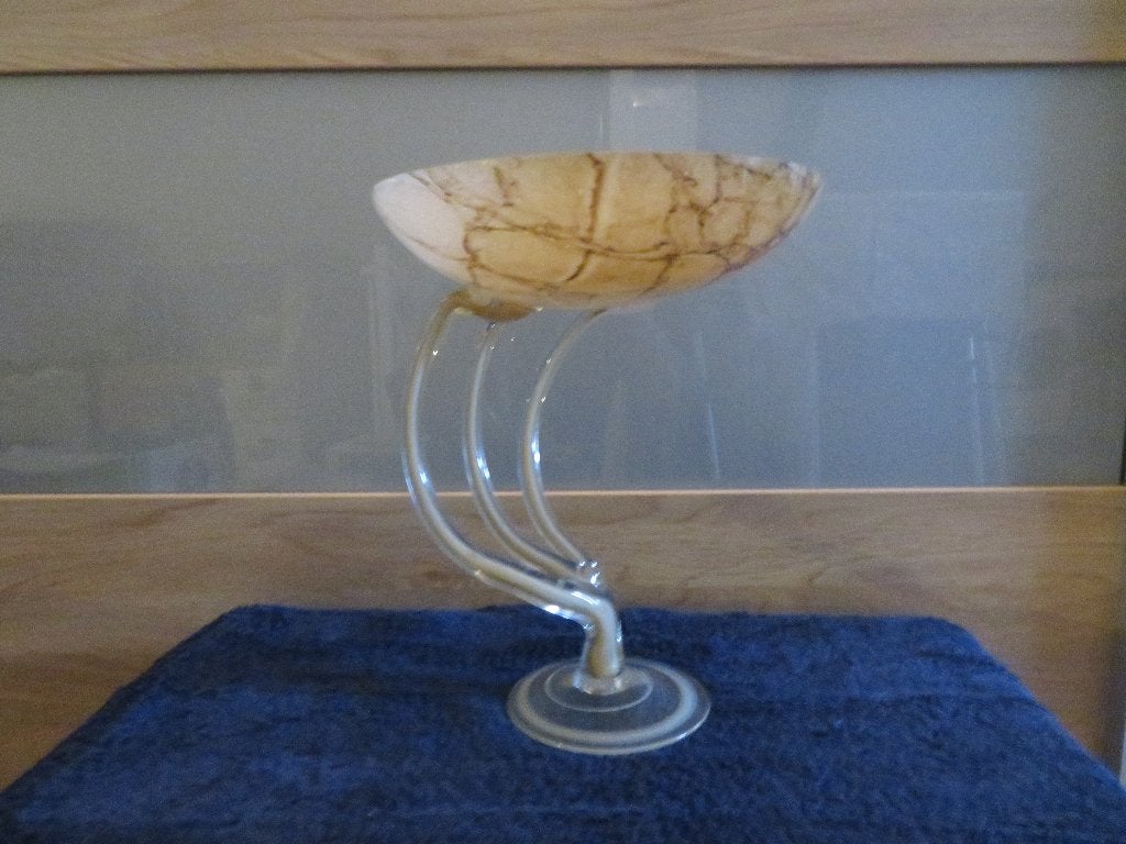 Glazen sierschaal op voet (Leerdam ?), Antiek en Kunst, Ophalen