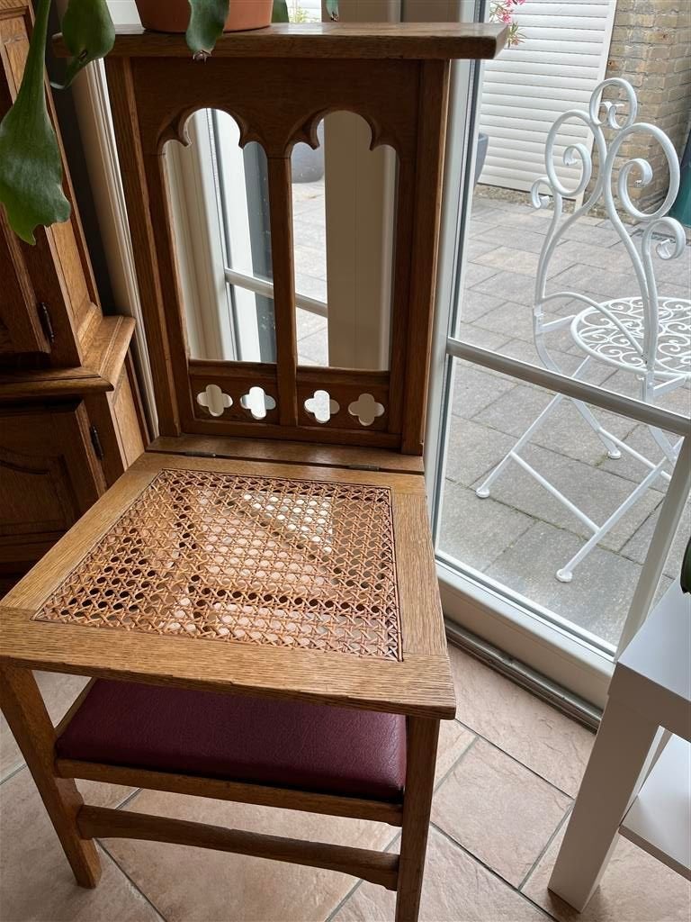 Antieke houten stoel met rieten zitting en leuning, Antiek en Kunst, Ophalen