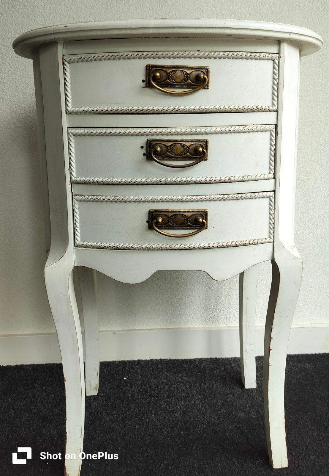 Vintage wit kastje met 3 lades - 80x57 cm, Ophalen