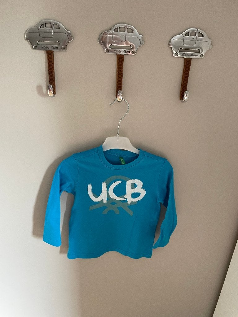 Shirt Benetton maat 92 blauw longsleeve, Ophalen, Zo goed als nieuw, Shirt of Longsleeve, Jongen