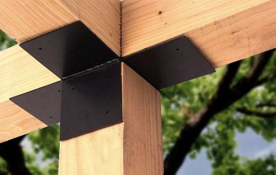 Zwarte metalen pergola hoekverbinder voor houten balken 20, Tuin en Terras, Ophalen, Nieuw, Veranda