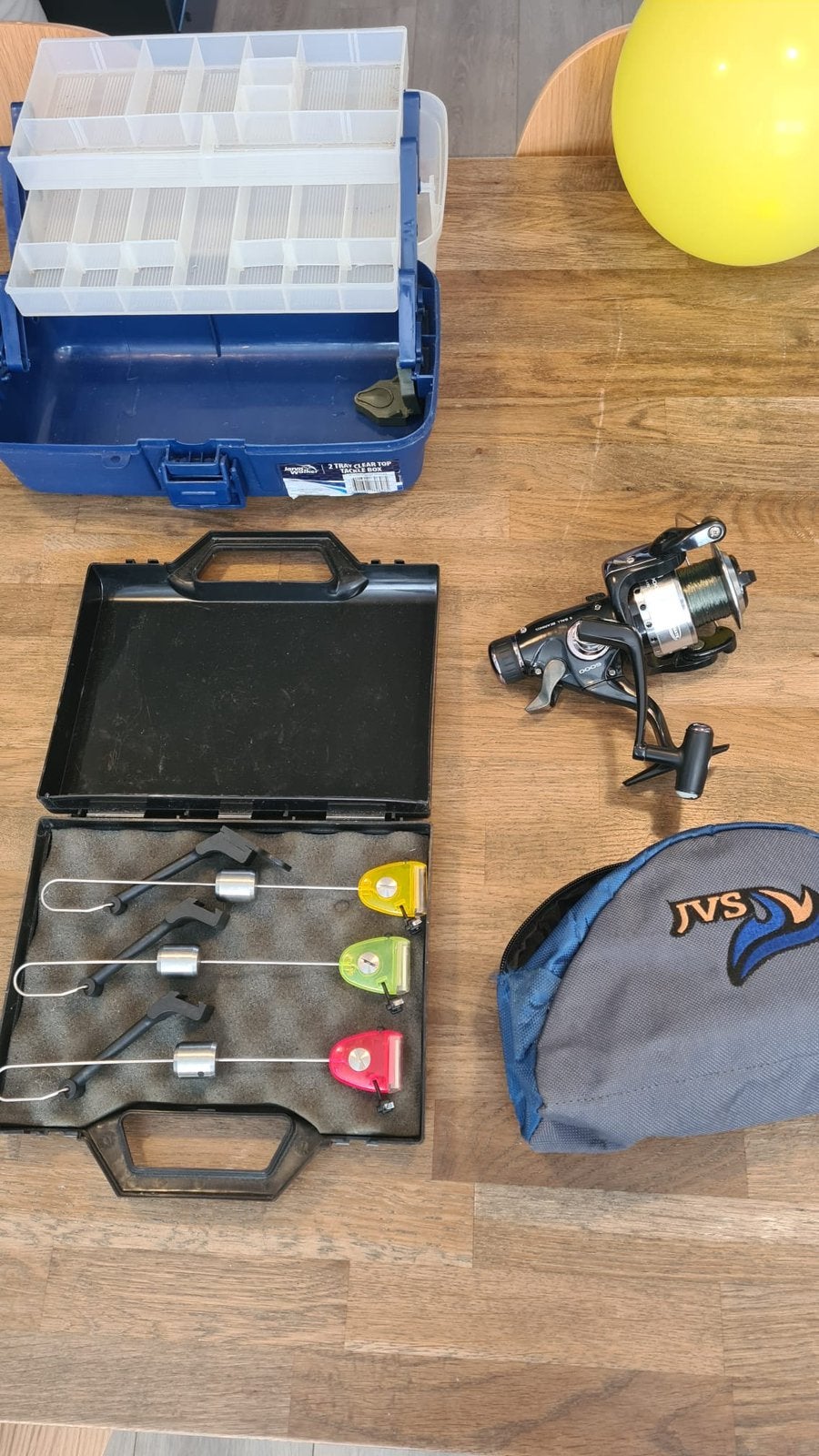 Karper set: swingers/ hangers, molen en visdoos, Ophalen, Gebruikt, Molen