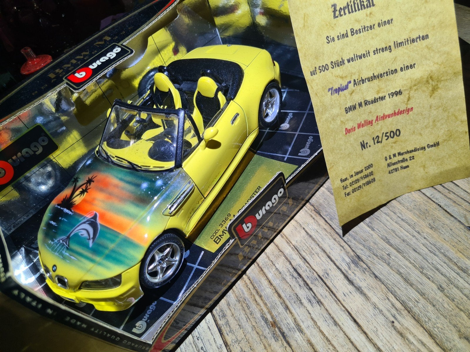 Burago BMW Z3 Airbrush Limited Edition Doris Welling, Ophalen of Verzenden