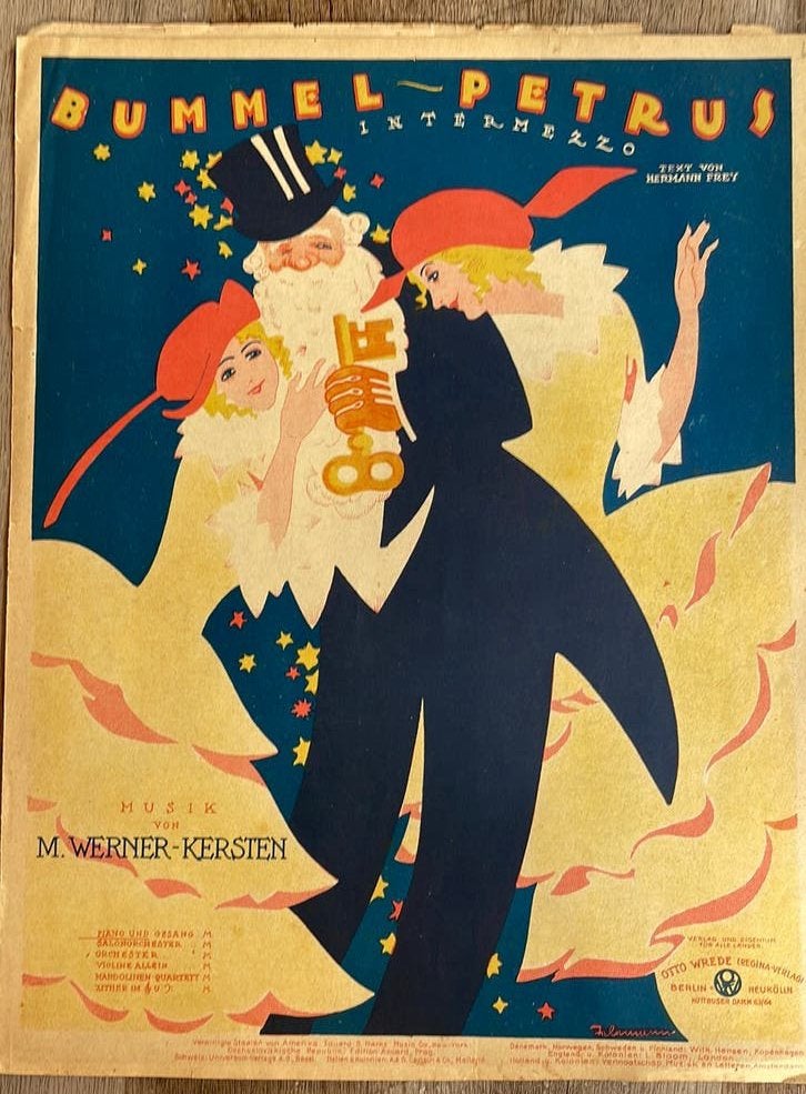 Bladmuziek-lith. Art Deco - “Bummel  Petrus’” -1920, Ophalen of Verzenden, Gebruikt, Overige typen