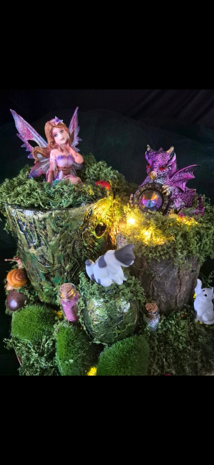 Handmade Magic Fairy&Dragon forrest on wood 19x21cm, Ophalen of Verzenden, Nieuw, Fantasy