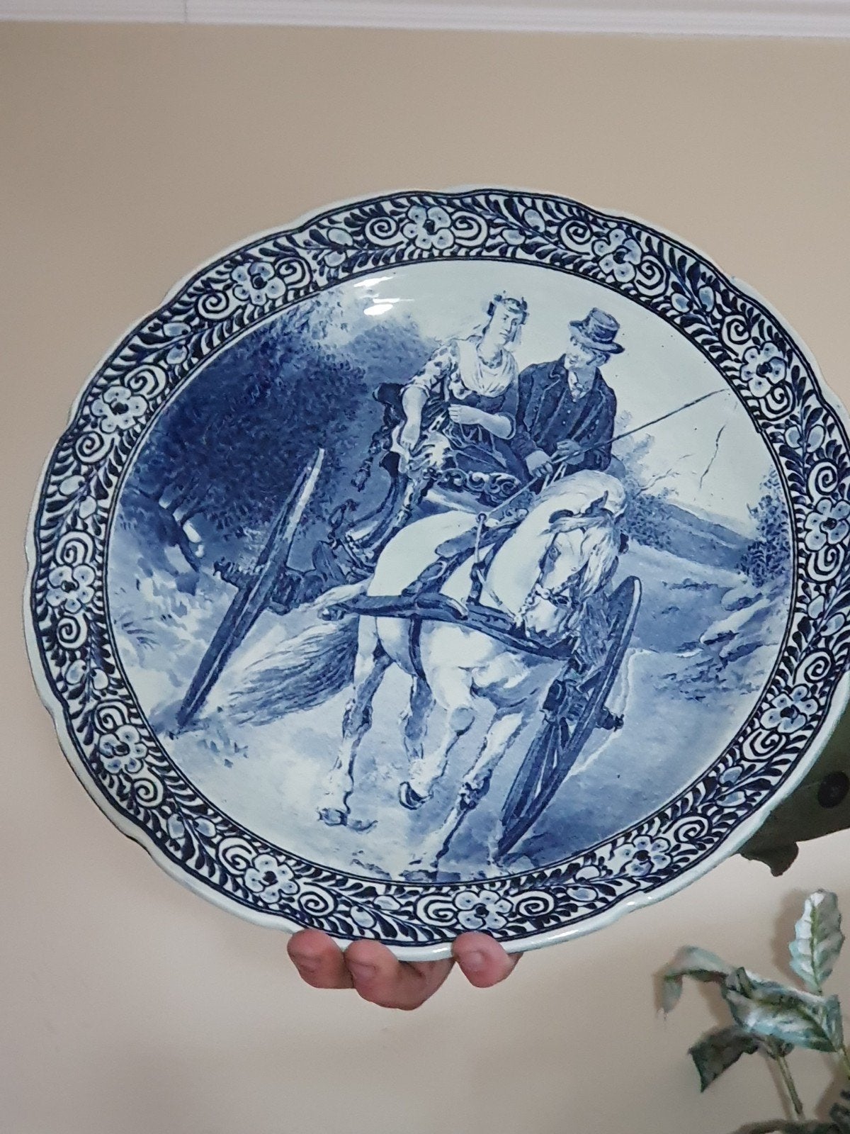 sphinx delft blouw uniek grood wandbord, Ophalen of Verzenden