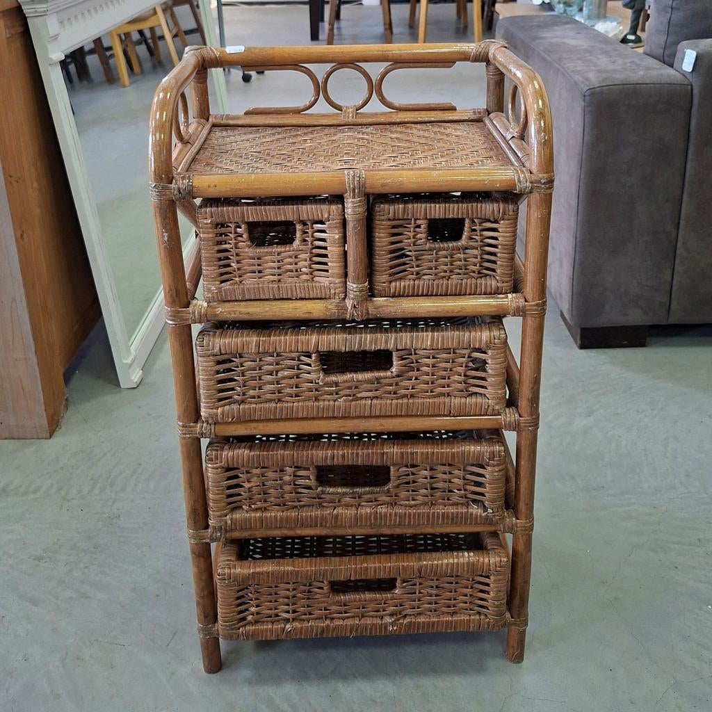 Ladekast | vintage | rotan kastje | 45x31x82 cm | jaren '80, Ophalen, Minder dan 50 cm, Gebruikt, 3 of 4 laden