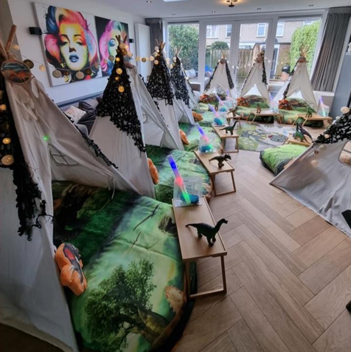Huur Dinosaurus tipi tentjes slaapfeest verjaardag logeren, Ophalen, Zo goed als nieuw, Verjaardag