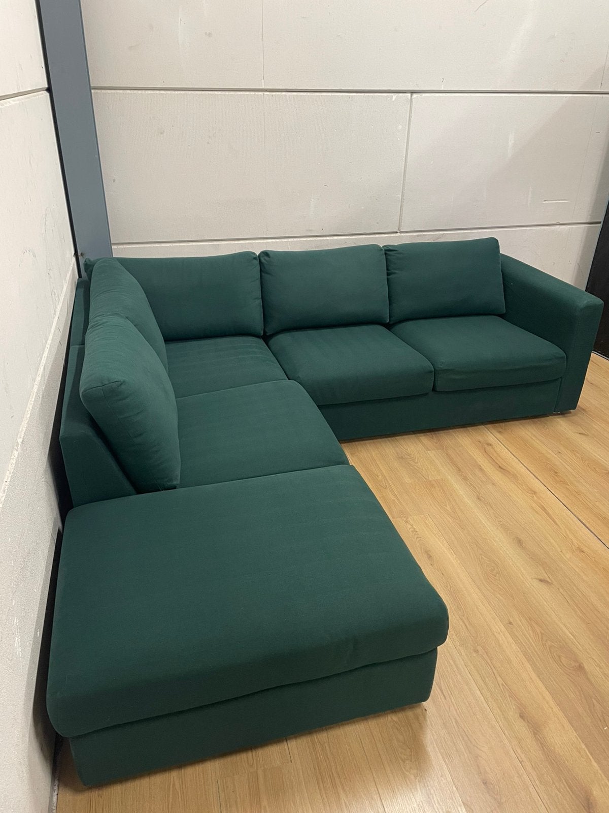Mooie luxe donker groene hoekbank - GEREINIGD!!!, Ophalen, 250 tot 300 cm, Luxe, Hoekbank