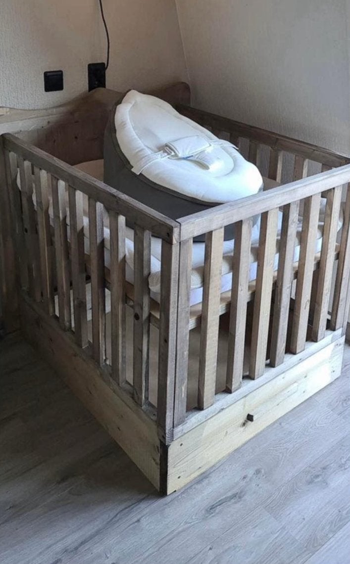 Steigerhouten box met lade greywash, Ophalen, Zo goed als nieuw, Lade