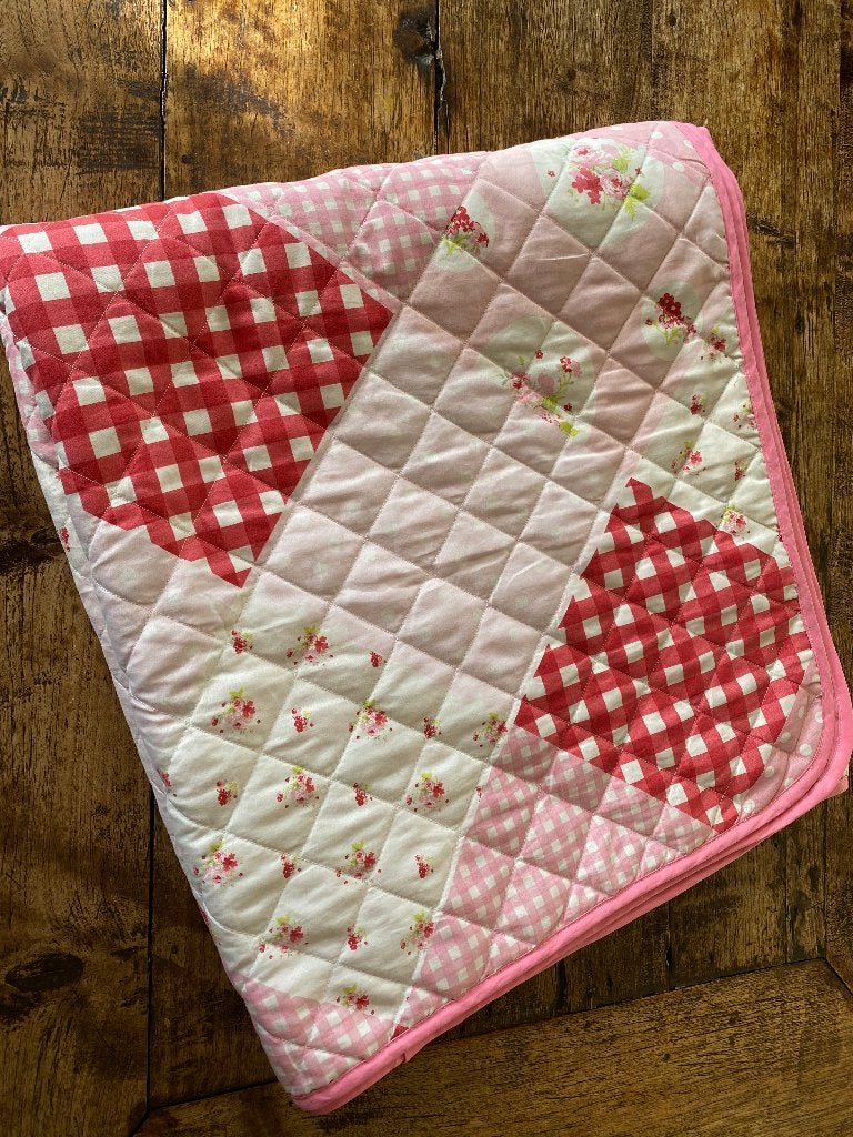 Deken -patchwork plaid/sprei - kleurstelling roze/rood, Ophalen of Verzenden