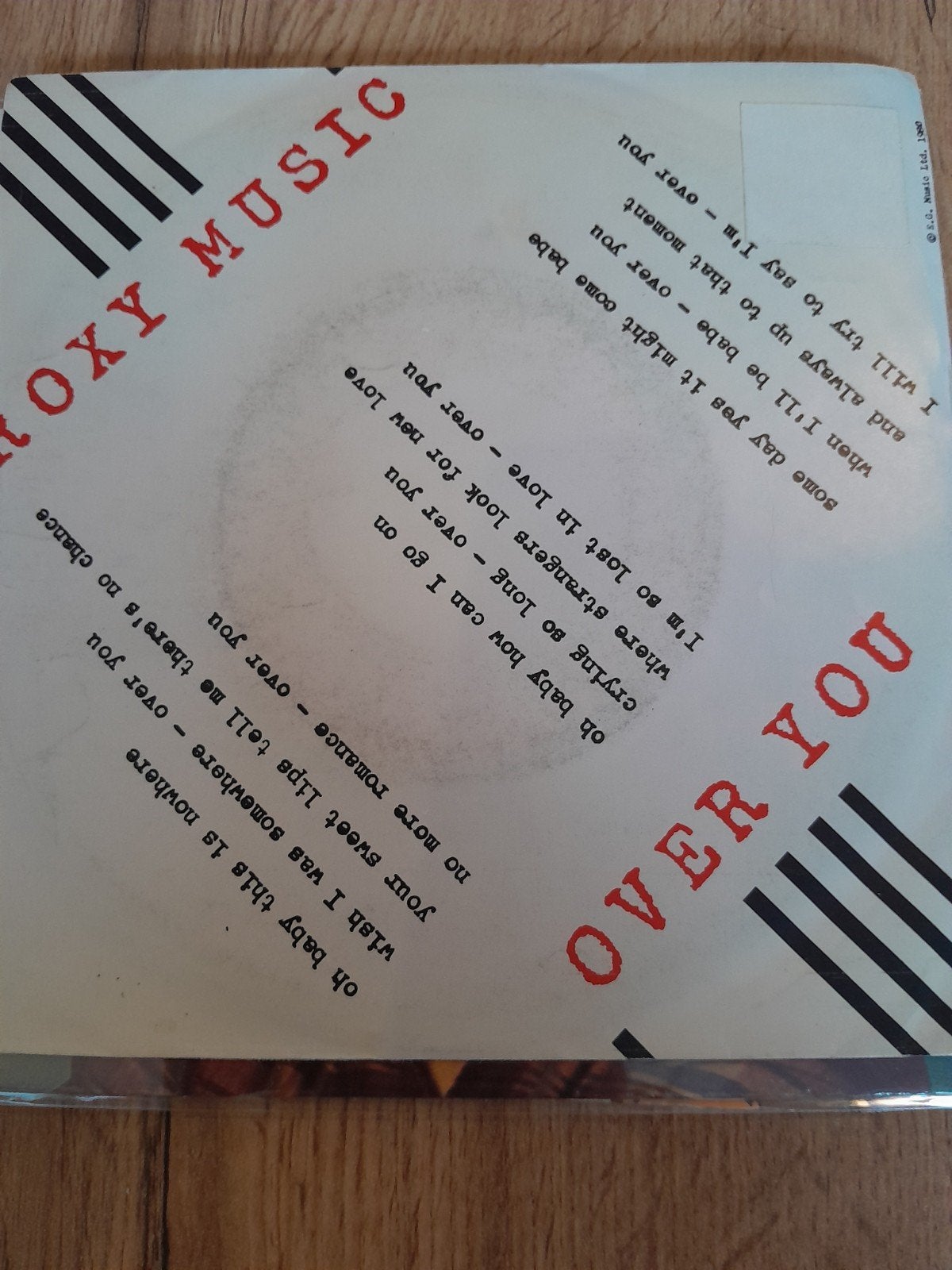 roxy music 7inch over you, Ophalen of Verzenden, Zo goed als nieuw, Pop