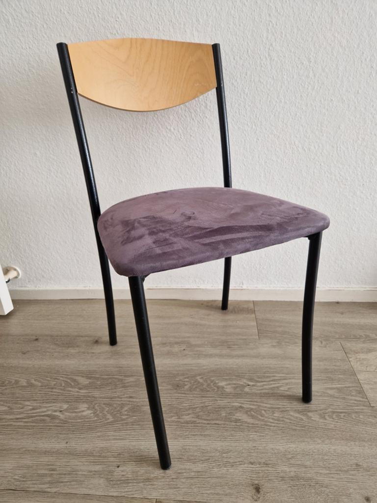 7 stapelbare comfortabele eetkamerstoelen, Huis en Inrichting, Stoelen, Gebruikt, Vijf, Zes of meer stoelen, Metaal, Stof, Zwart