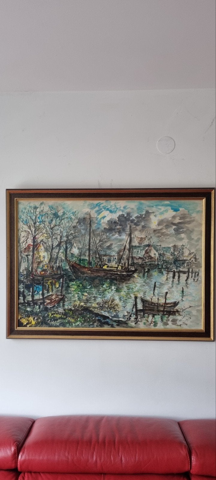 Kunstschilder Jan makkes.Schilderij 'De haven van Spaarndam', Antiek en Kunst, Kunst | Schilderijen | Klassiek, Ophalen