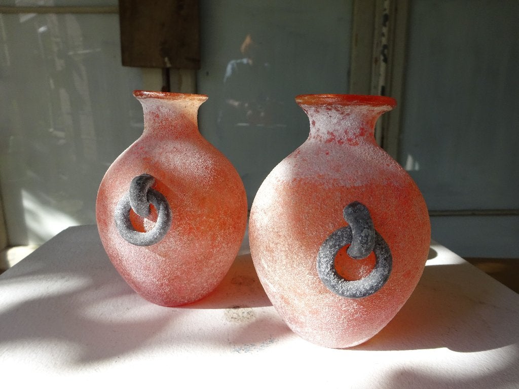 Murano Seguso Scavo Italy: bolvaasje Romeinse stijl, Ophalen of Verzenden