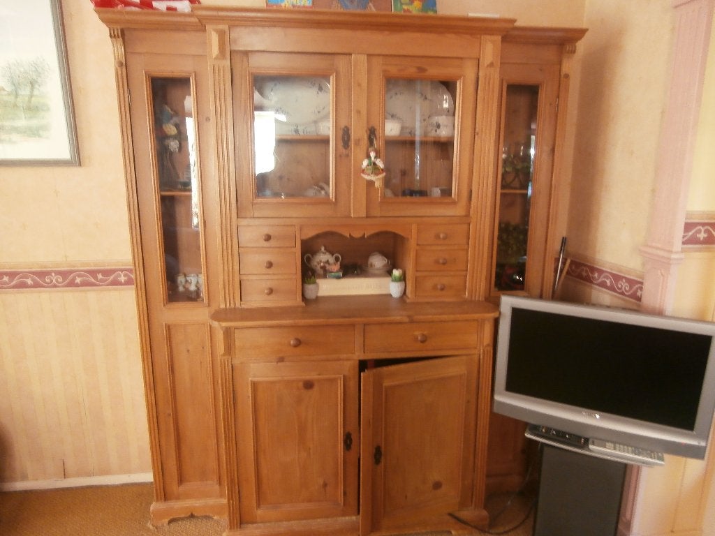 kast wandmeubel buffetkast kast antiek grenen vitrinekast, Gebruikt, Met deur(en), 150 tot 200 cm, 50 tot 75 cm