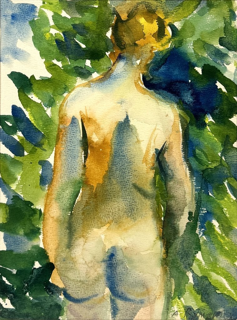 1118. Aquarel, Alicia Rymowicz - staand vrouwelijk naakt, Antiek en Kunst, Ophalen