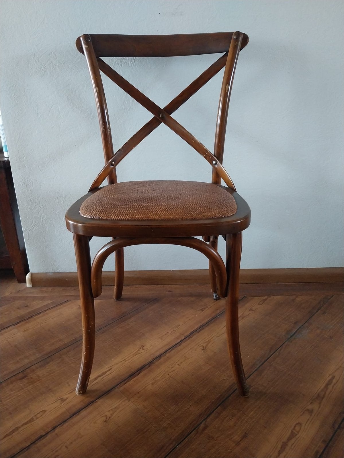 3 Vintage houten stoel met rieten zitting, Huis en Inrichting, Ophalen of Verzenden