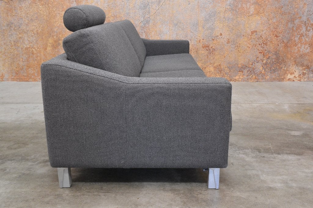 Als Nieuw! grote grijze stoffen Leolux Antonia design bank, Leolux, Leolux, Driepersoons, 75 tot 100 cm