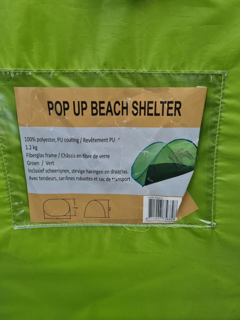 Pop up beach shelter, Caravans en Kamperen, Ophalen of Verzenden, Zo goed als nieuw, Tot en met 2