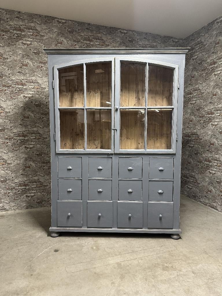 Vintage vitrinekast | buffetkast nr.1244, Info@antiekgroothandel.com, 7602 RG, Met deur(en), 200 cm of meer