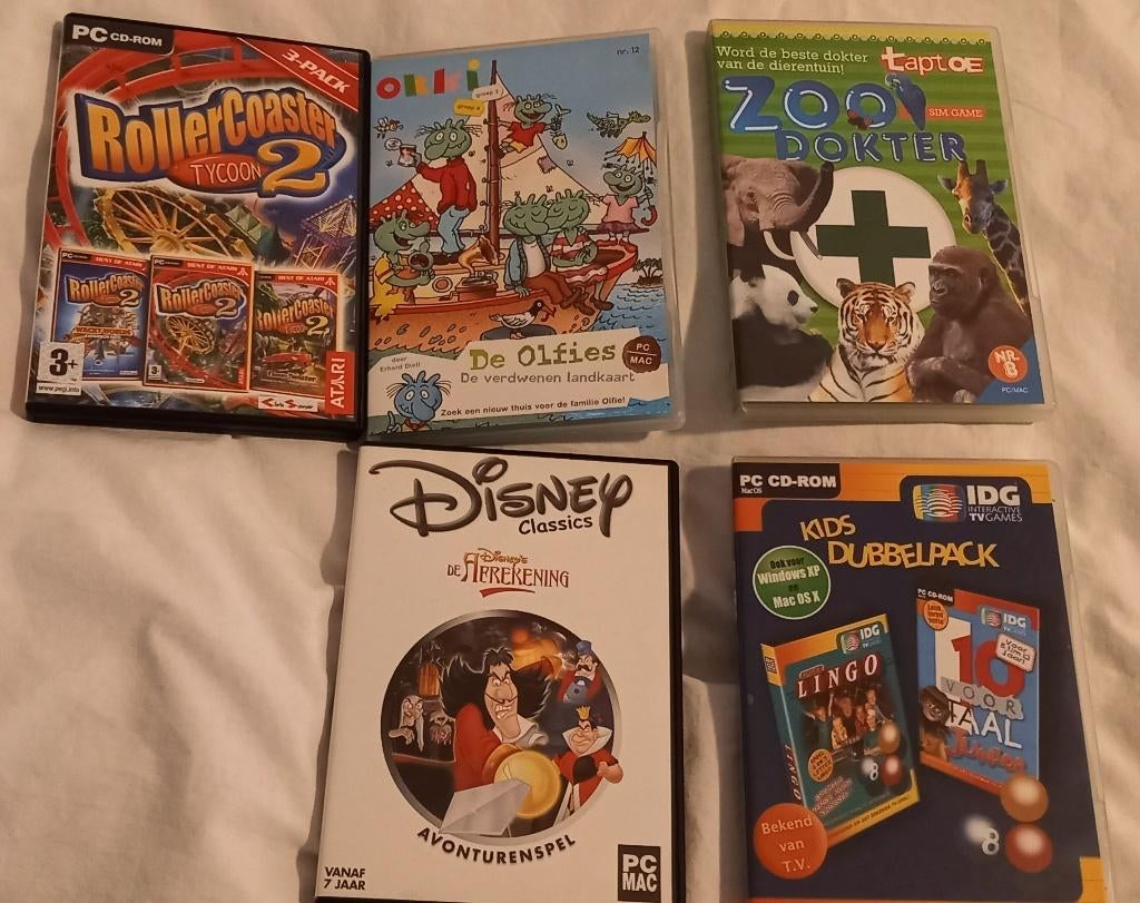 4 PC cd-roms (spellen), Puzzel en Educatief, Gebruikt, 1 speler, Eén computer