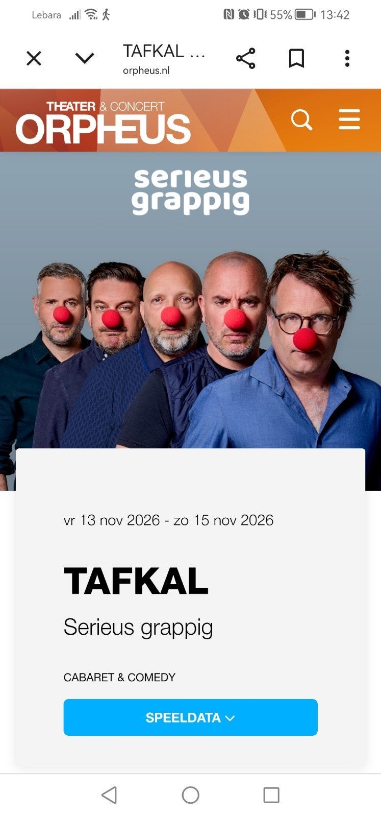 1 kaartje voor tafkal orpheus, Tickets en Kaartjes, Eén persoon, November